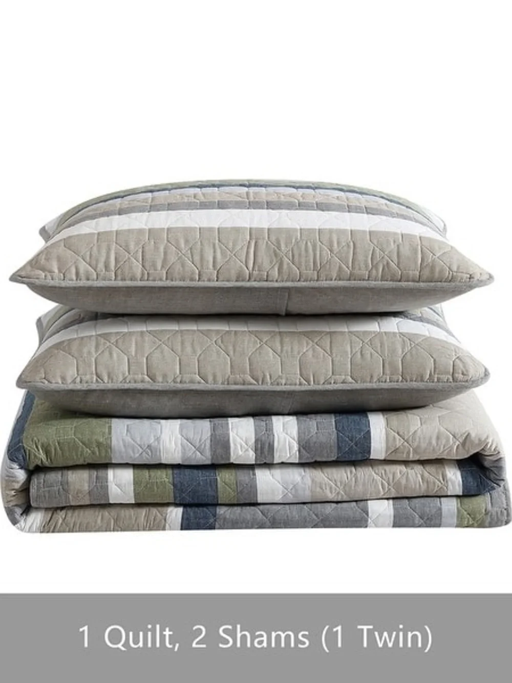 Eddie Bauer Salmon Ladder Beige Cotton Quilt Set - Twin Quilt + 1 Sham
